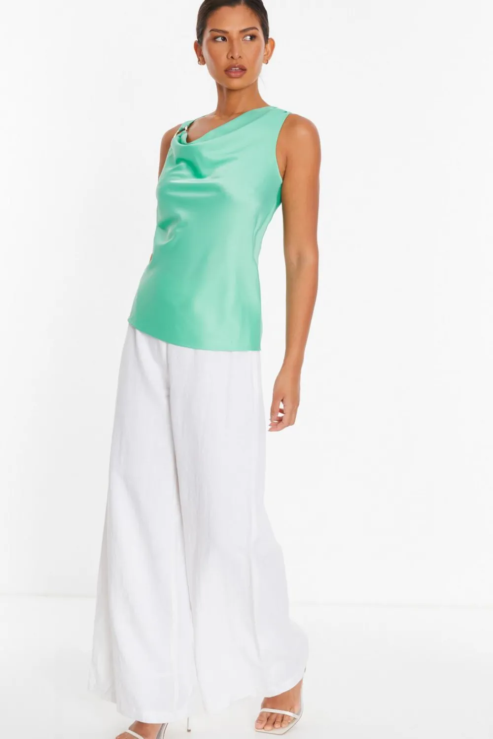 Quiz Summer Tops|Tops>Mint Satin Vest Top