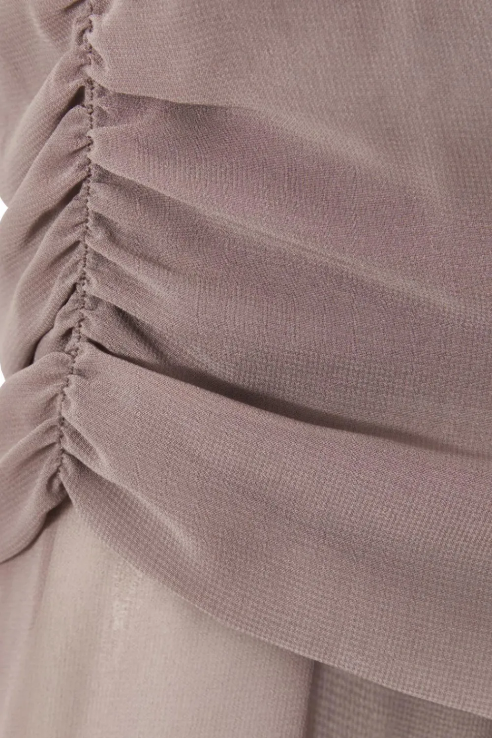 Quiz Going Out Tops|Crop Tops>Mocha Chiffon Ruffle Crop Top