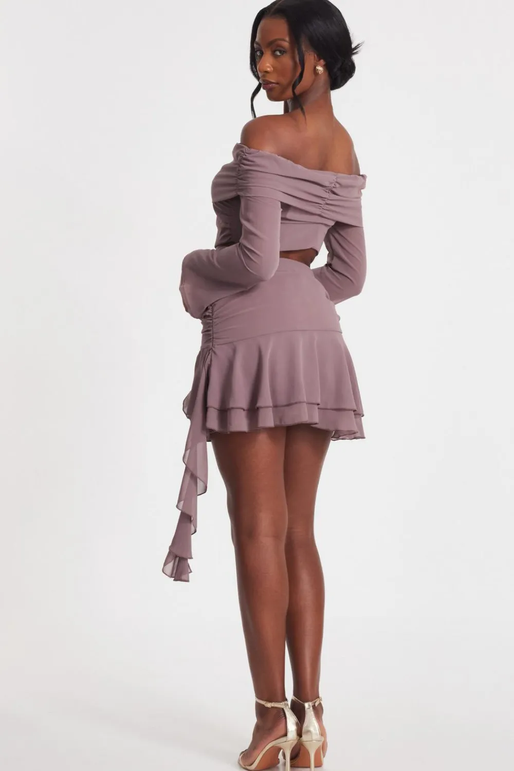 Quiz Summer Clothes|Skirts>Mocha Ruffle Mini Skirt
