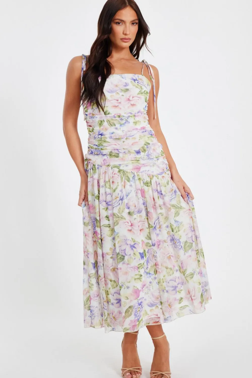 Quiz Day At The Races|Christening Guest>Multi Chiffon Ruched Midaxi Dress