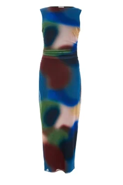 Quiz Summer Clothes|Summer Dresses>Multicoloured Brushstroke Print Sleeveless Midaxi Dress