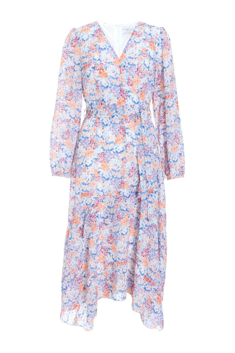 Quiz Holiday|Florals>Multicoloured Ditsy Print Chiffon Wrap Midi Dress
