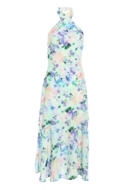 Quiz Evening Dresses|Florals>Multicoloured Floral Halter Neck Midi Dress