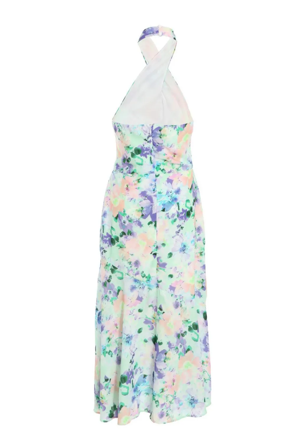 Quiz Evening Dresses|Florals>Multicoloured Floral Halter Neck Midi Dress