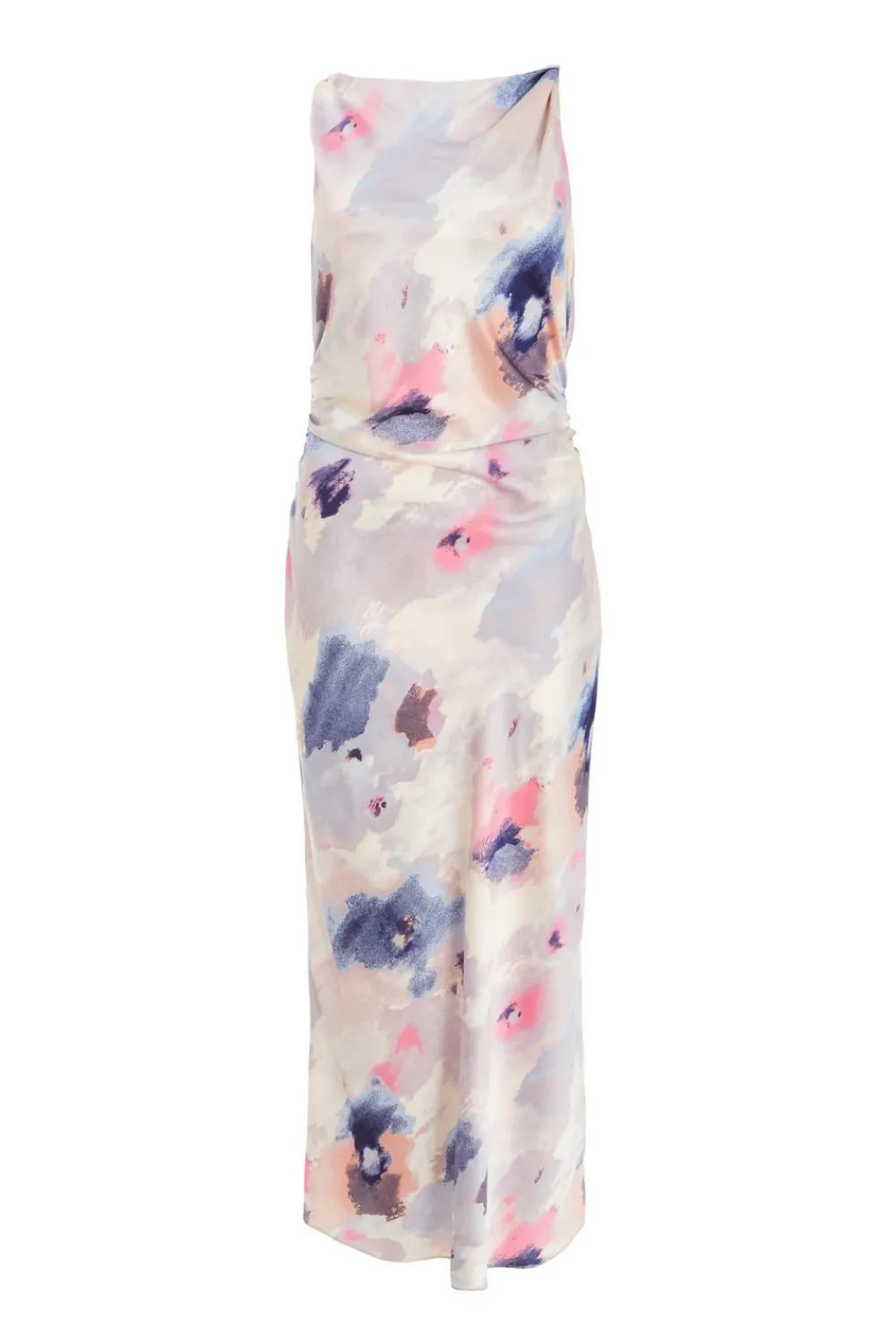 Quiz Christening Guest|Summer Clothes>Multicoloured Marble Satin Twist Shoulder Midaxi Dress