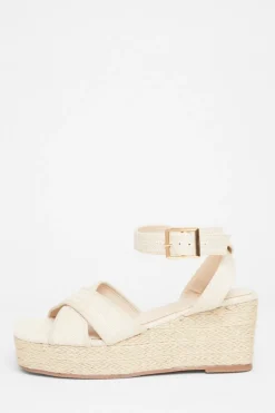 Quiz Wedges|Sandals>Natural Cross Strap Wedges