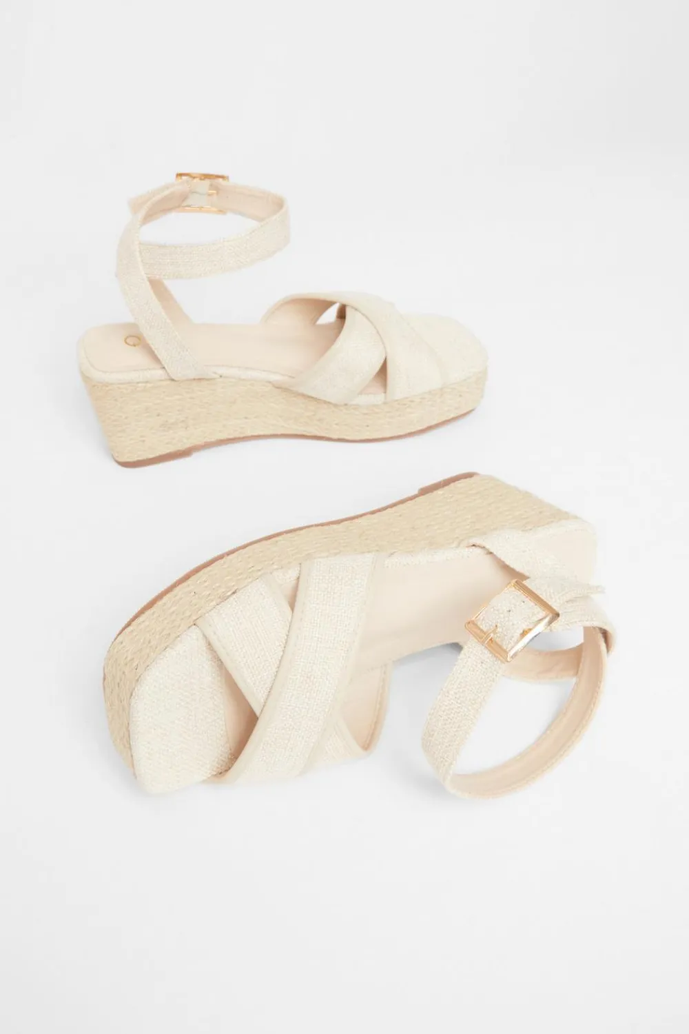 Quiz Wedges|Sandals>Natural Cross Strap Wedges
