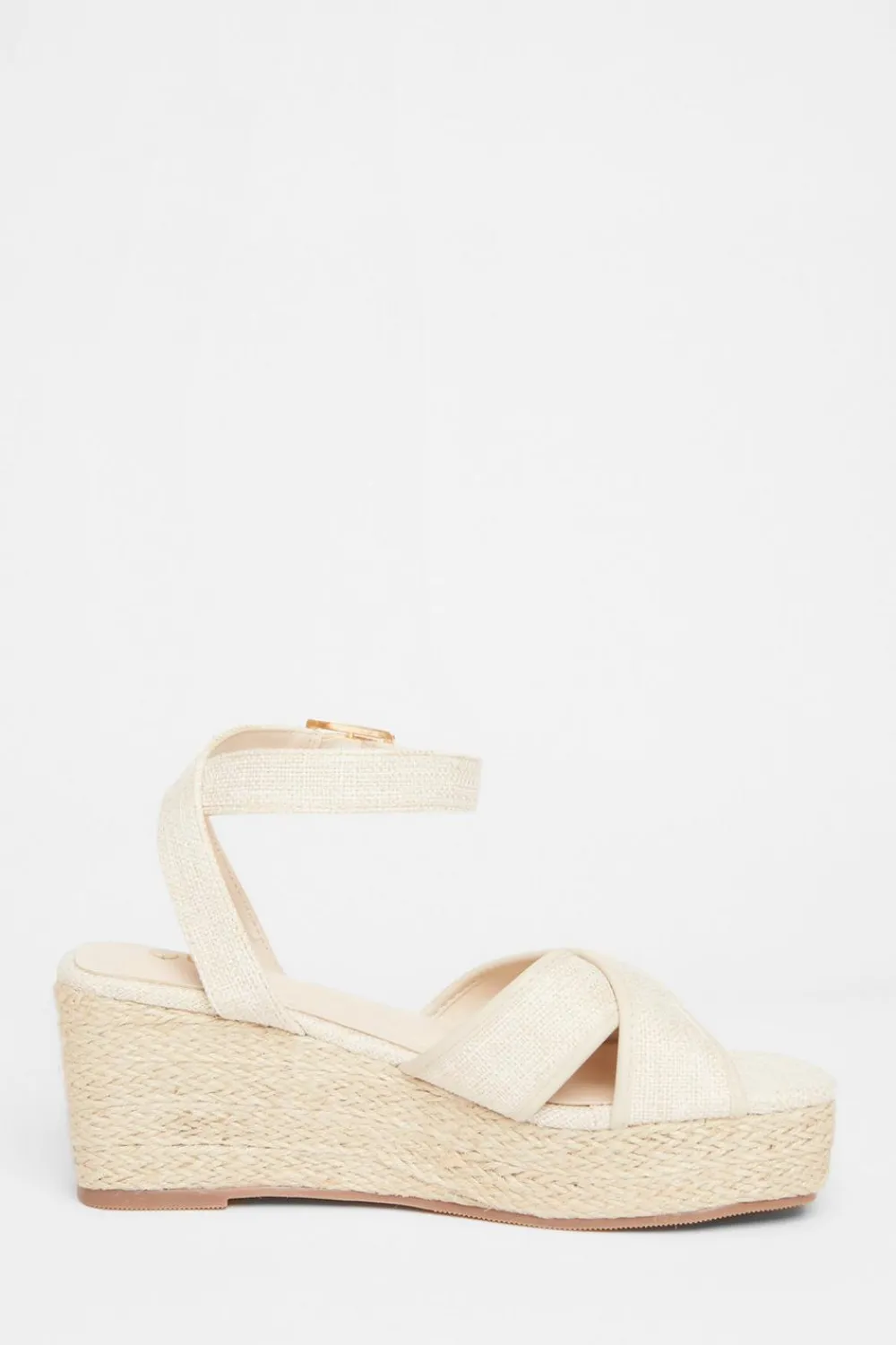 Quiz Wedges|Sandals>Natural Cross Strap Wedges