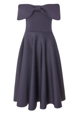 Quiz Evening Dresses|Day At The Races>Navy Bardot Bow Skater Dress