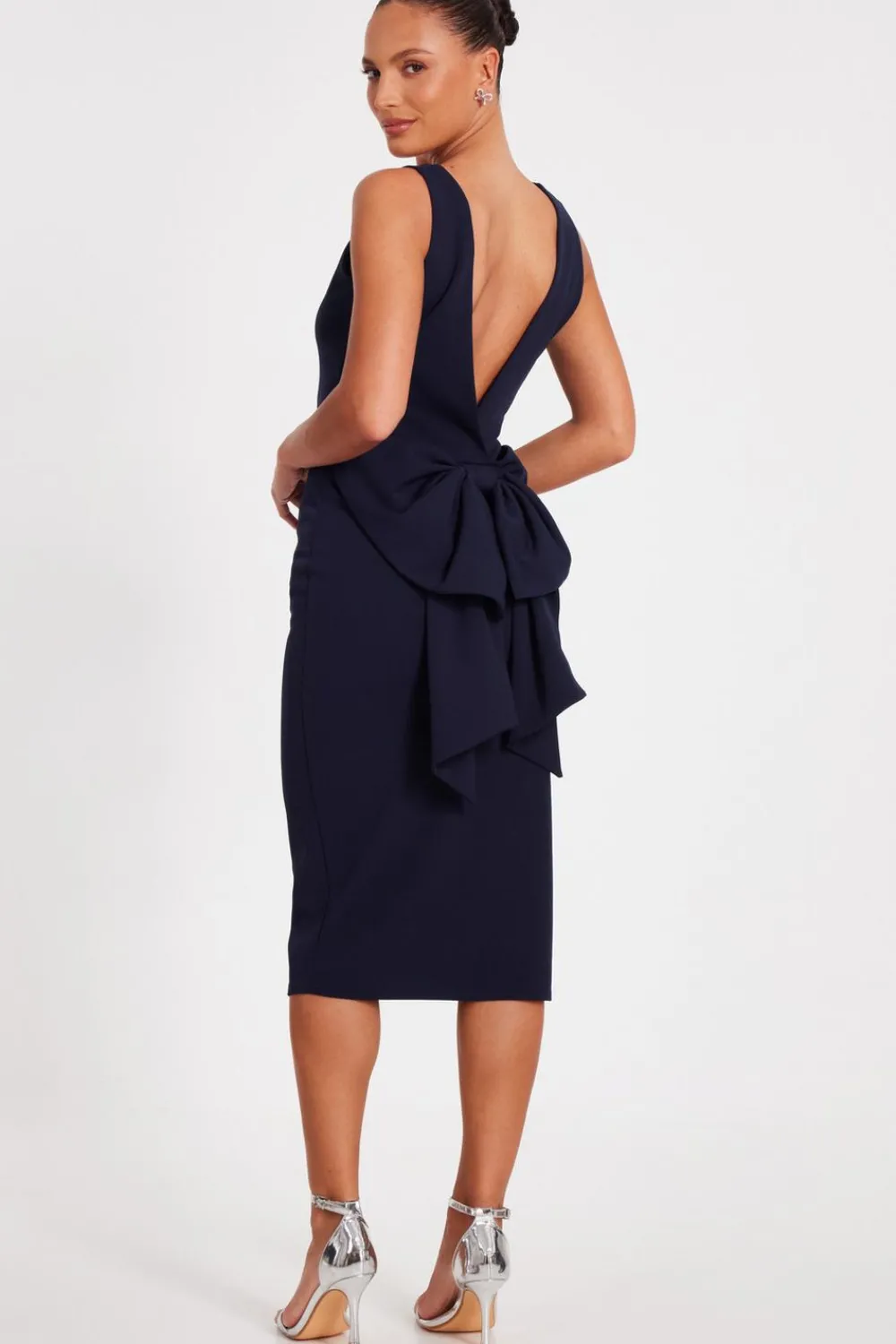 Quiz Day At The Races|Christening Guest>Navy Bow Back Midi Dress