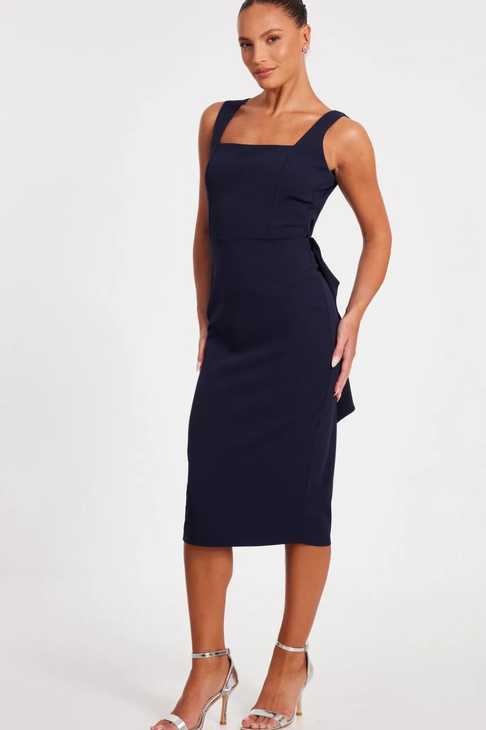 Quiz Day At The Races|Christening Guest>Navy Bow Back Midi Dress
