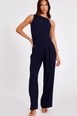 Quiz Occasion Jumpsuits|Going Out Jumpsuits>Navy Buckle Detail Jumpsuit