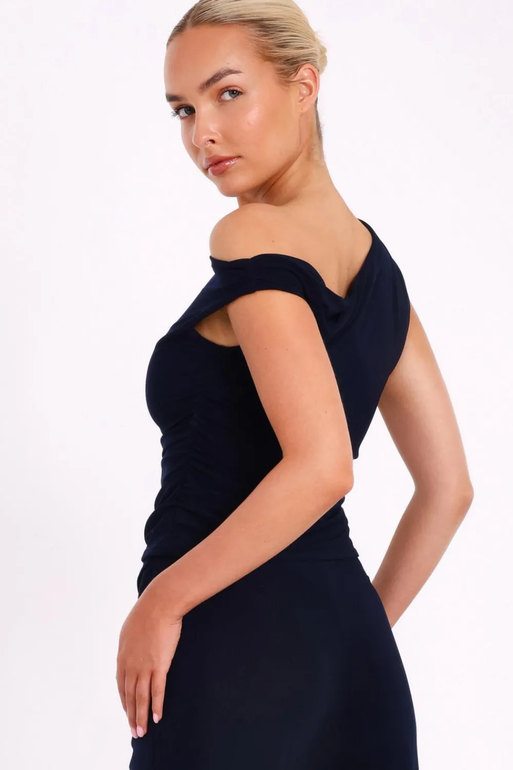 Quiz Summer Tops|Going Out Tops>Navy Buckle Detail Ruched Top