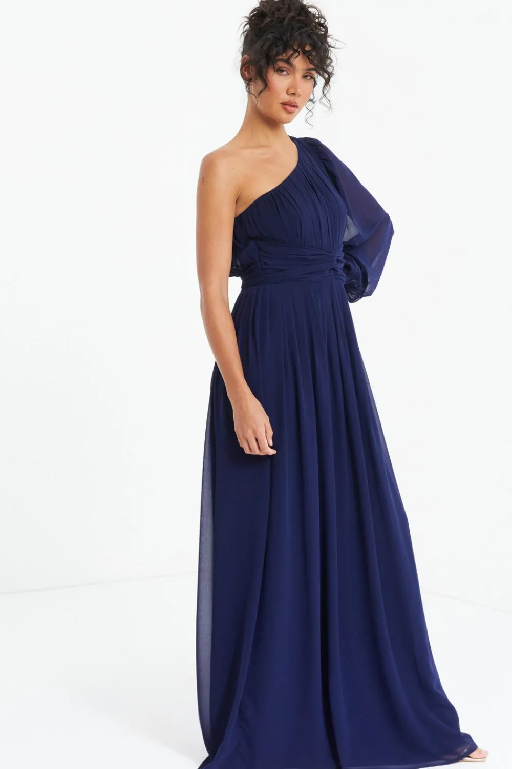 Quiz Prom Dresses|Prom & Ball>Navy Chiffon One Sleeve Maxi Dress