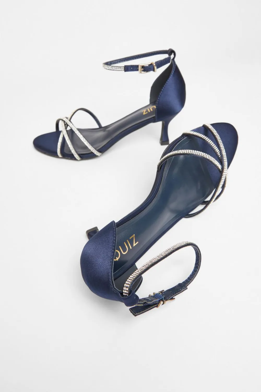 Quiz Occasion Shoes|Heels>Diamante Cross Strap Heels