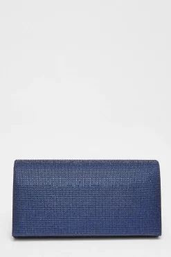Quiz Wedding Accessories|Bags>Navy Diamante Embellished Clutch Bag