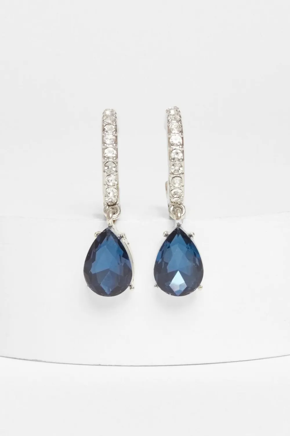 Quiz Wedding Accessories|Jewellery>Navy Diamante Hoop Earrings