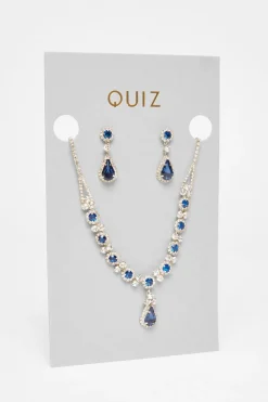 Quiz Wedding Accessories|Jewellery Sets>Diamante Tear Drop Set