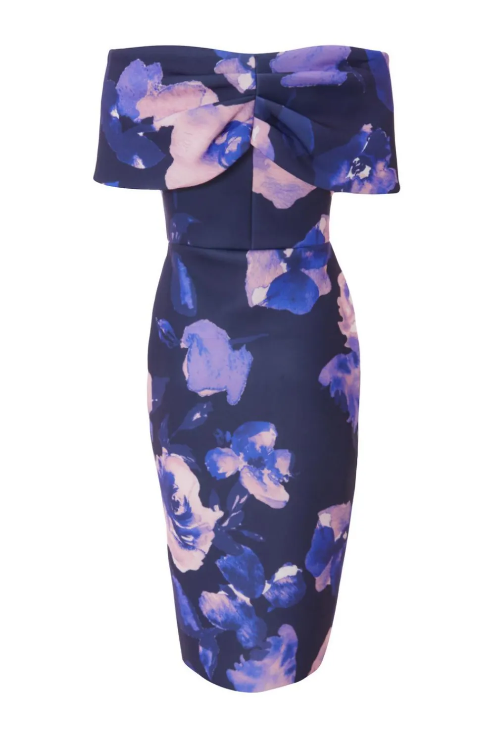 Quiz Day At The Races|Christening Guest>Navy Floral Bardot Midi Dress