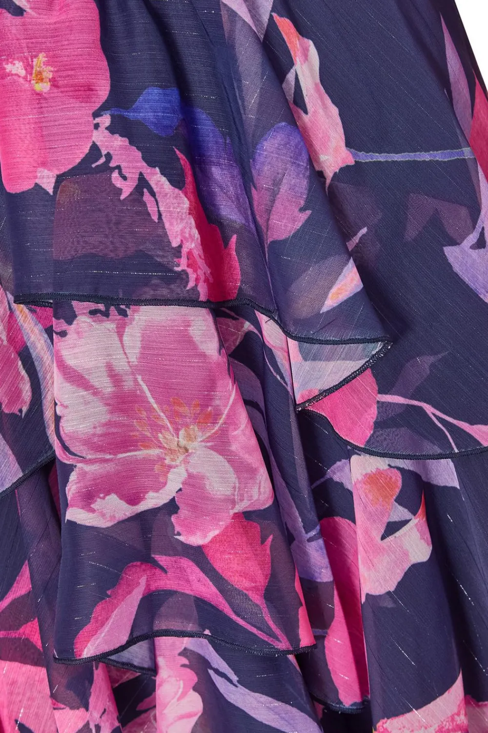 Quiz Day At The Races|Christening Guest>Navy Floral Dip Hem Midaxi Dress