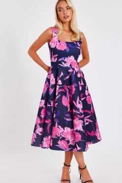 Quiz Day At The Races|Christening Guest>Navy Floral Midaxi Dress