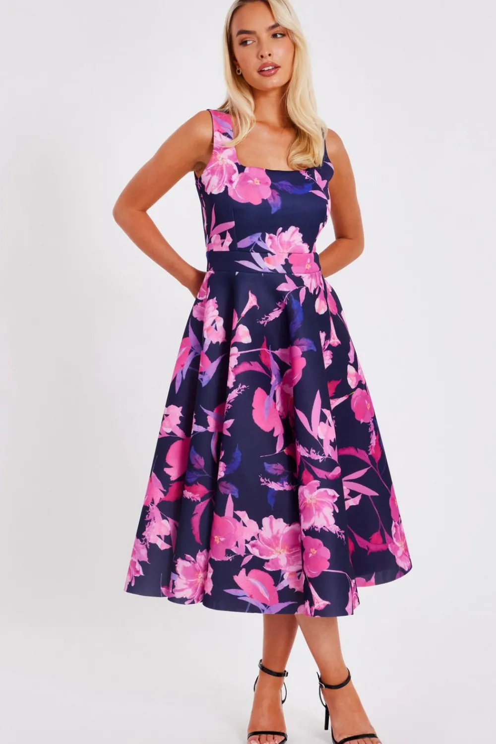 Quiz Day At The Races|Christening Guest>Navy Floral Midaxi Dress