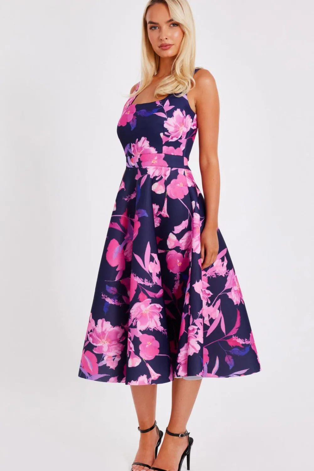 Quiz Day At The Races|Christening Guest>Navy Floral Midaxi Dress