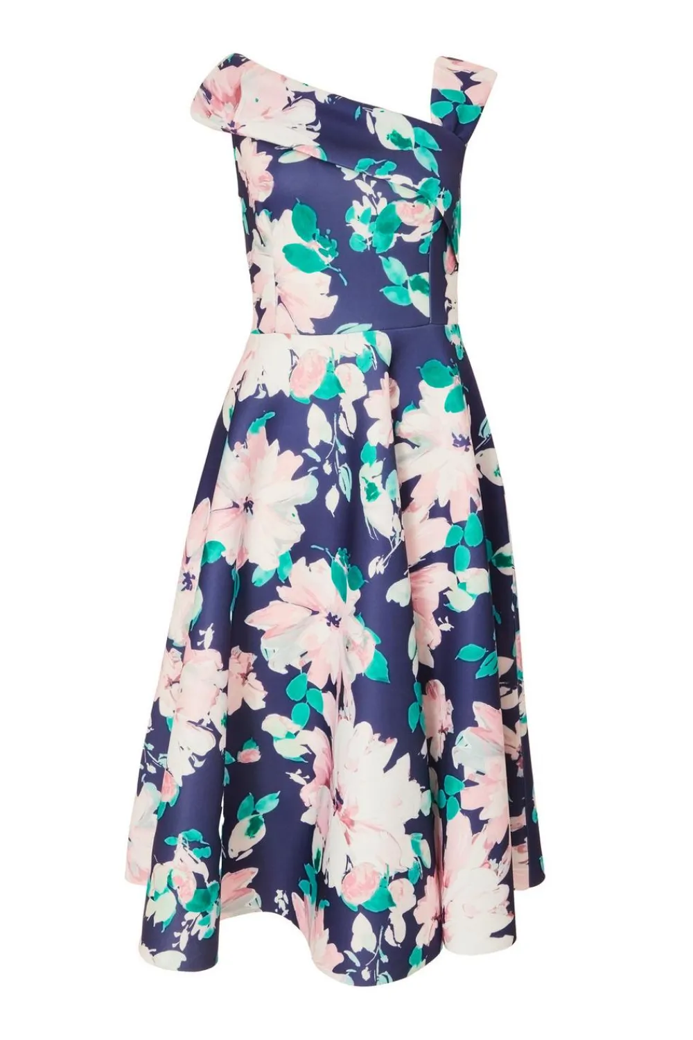 Quiz Day At The Races|Christening Guest>Navy Floral Print Skater Dress