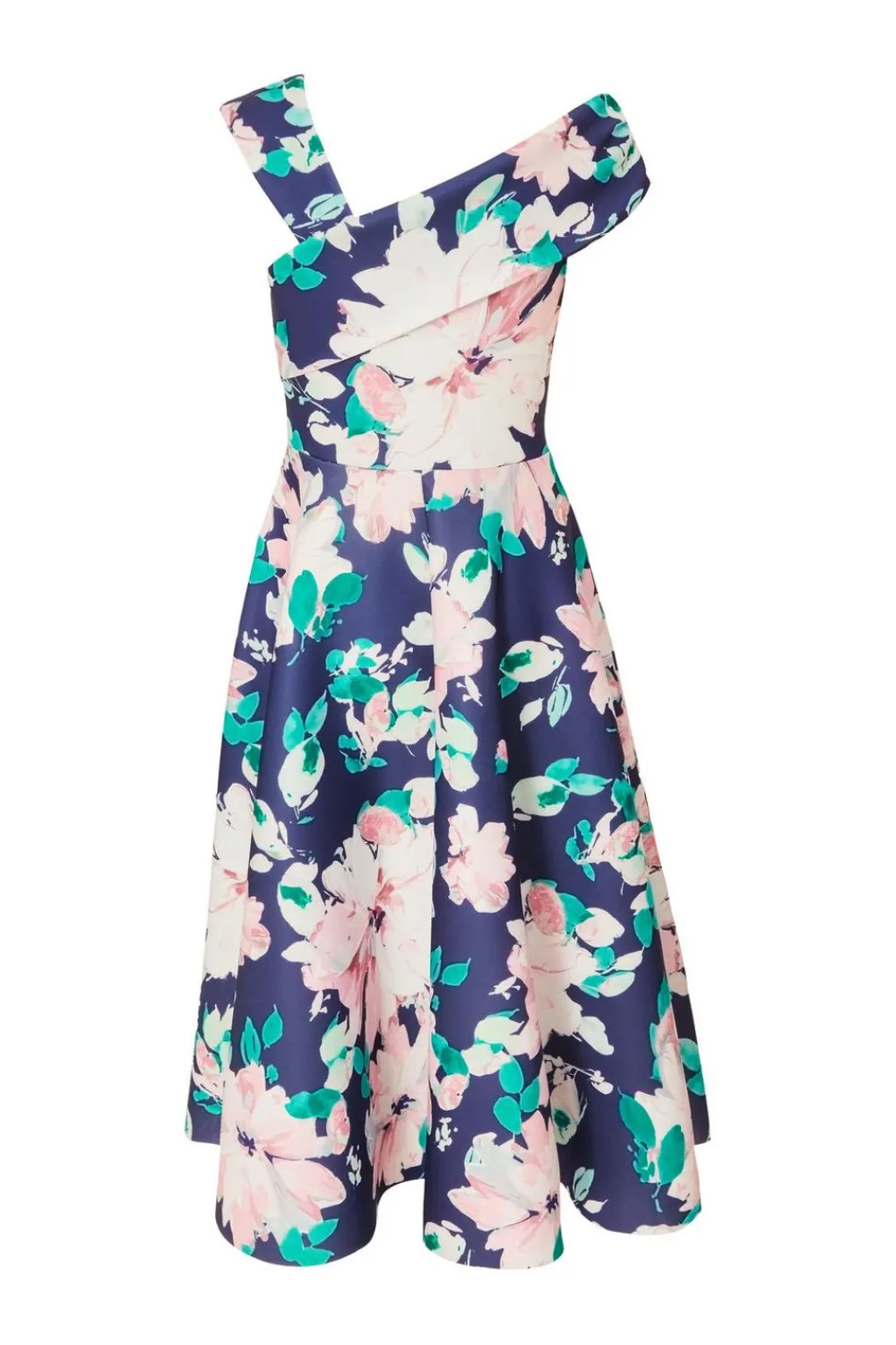 Quiz Day At The Races|Christening Guest>Navy Floral Print Skater Dress