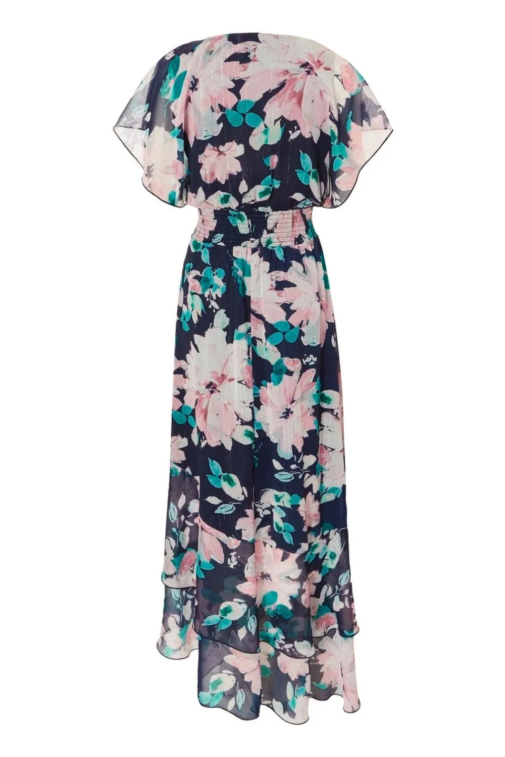 Quiz Day At The Races|Christening Guest>Navy Floral Tiered Midi Dress
