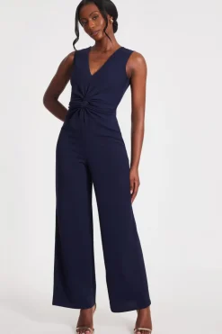Quiz Occasion Jumpsuits|Evening Jumpsuits>Navy Gathered Front Jumpsuit