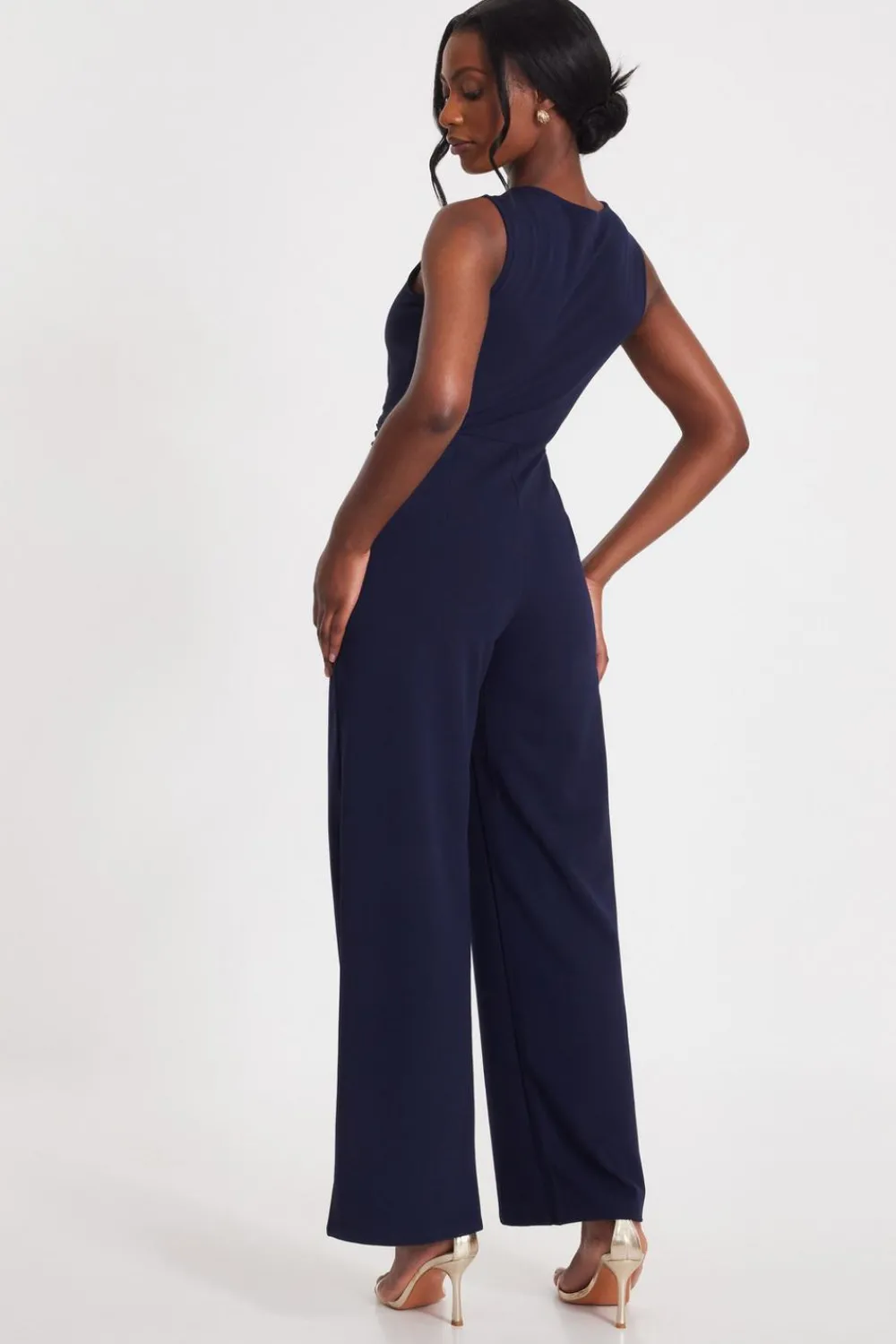 Quiz Occasion Jumpsuits|Evening Jumpsuits>Navy Gathered Front Jumpsuit