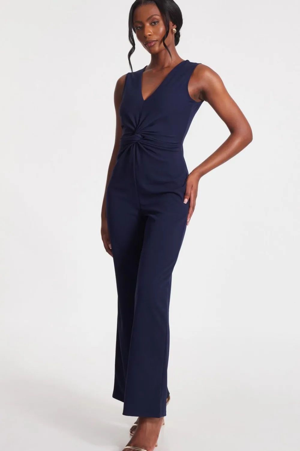 Quiz Occasion Jumpsuits|Evening Jumpsuits>Navy Gathered Front Jumpsuit