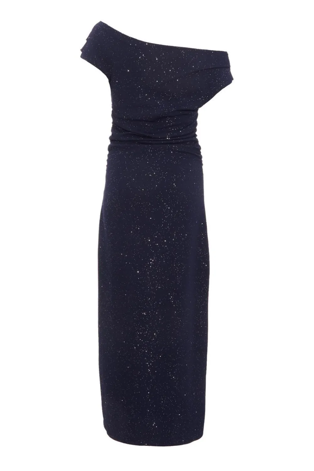 Quiz Evening Dresses|Wedding Guest Dresses>Navy Glitter Asymmetric Midaxi Dress
