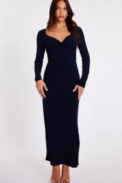 Quiz Day At The Races|Christening Guest>Navy Knot Front Midaxi Dress