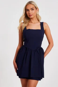 Quiz Going Out|Dresses>Navy Layered Mini Dress