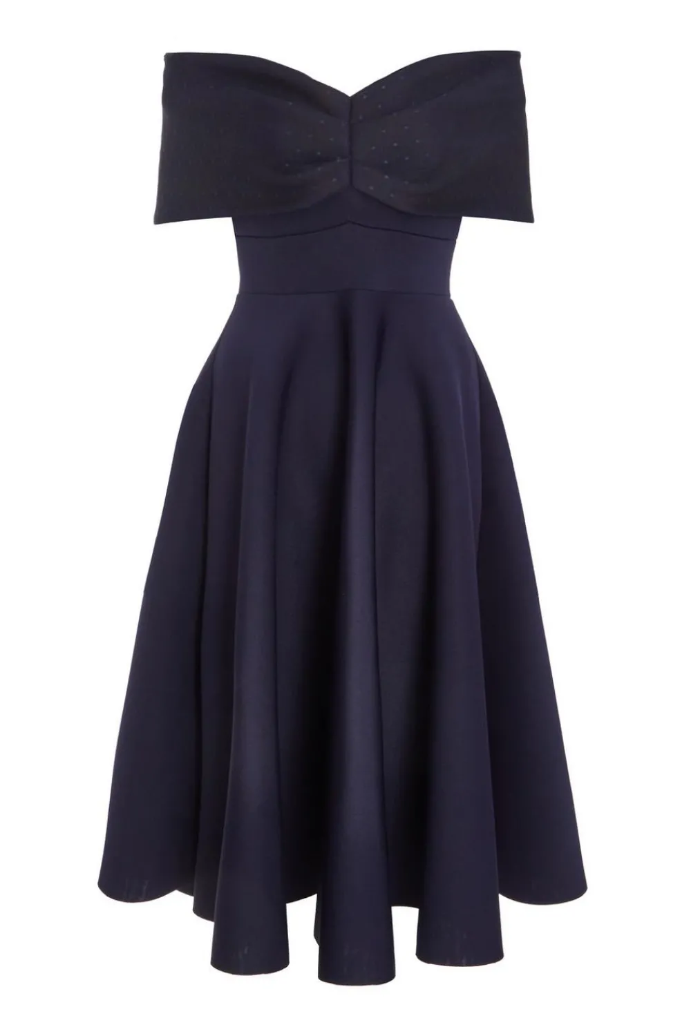 Quiz Evening Dresses|Wrap Dresses>Navy Mesh Polka Dot Skater Midi Dress