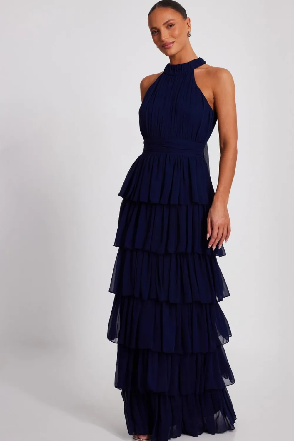 Quiz Prom Dresses|Prom & Ball>Navy Mesh Tiered Maxi Dress