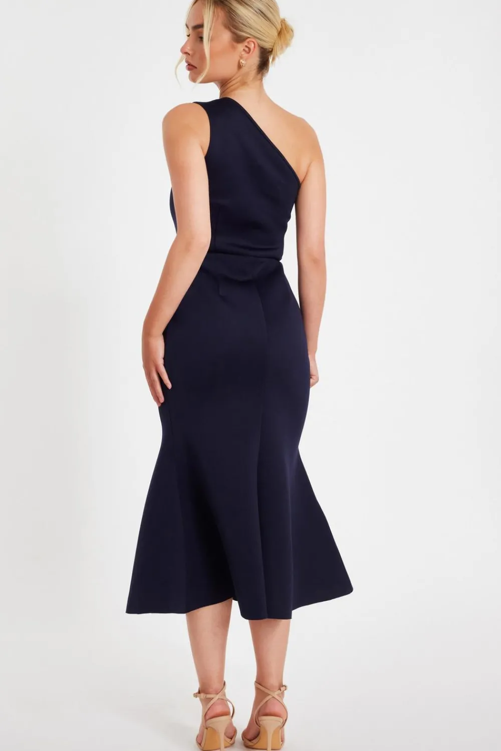 Quiz Day At The Races|Christening Guest>Navy One Shoulder Peplum Dress