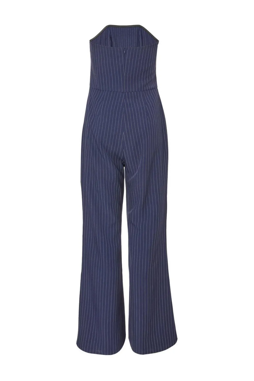 Quiz Going Out Jumpsuits|Workwear>Navy Pinstripe Strapless Jumpsuit