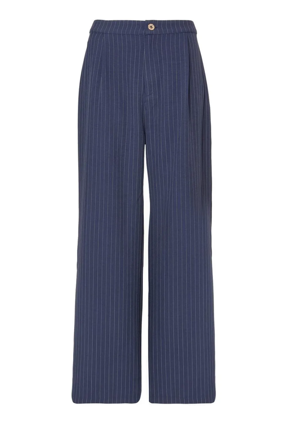 Quiz Workwear|Trousers>Navy Pinstripe Wide Leg Trousers