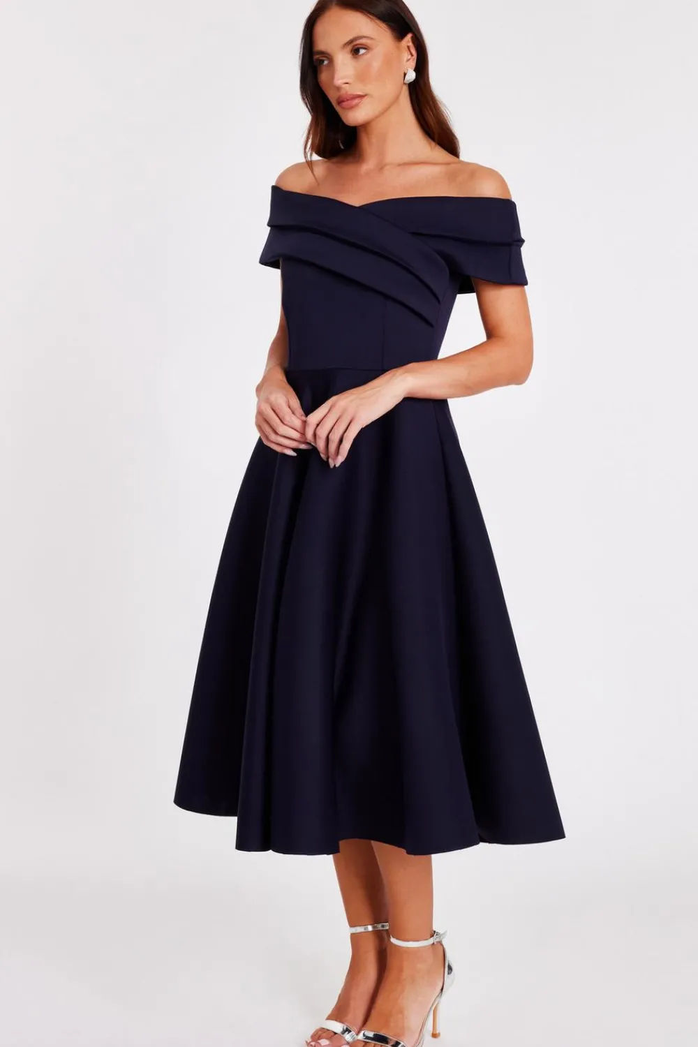Quiz Evening Dresses|Day At The Races>Pleated Bardot Midi Dress