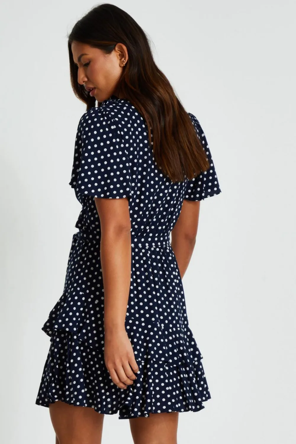 Quiz Summer Clothes|Casual Clothing>Navy Polka Dot Print Skater Dress