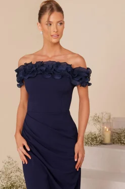 Quiz Prom Dresses|Prom & Ball>Navy Ruffle Bardot Maxi Dress