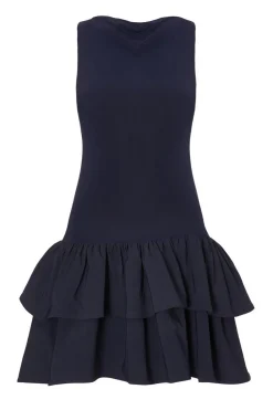 Quiz Going Out|Dresses>Navy Ruffle Hem Mini Dress
