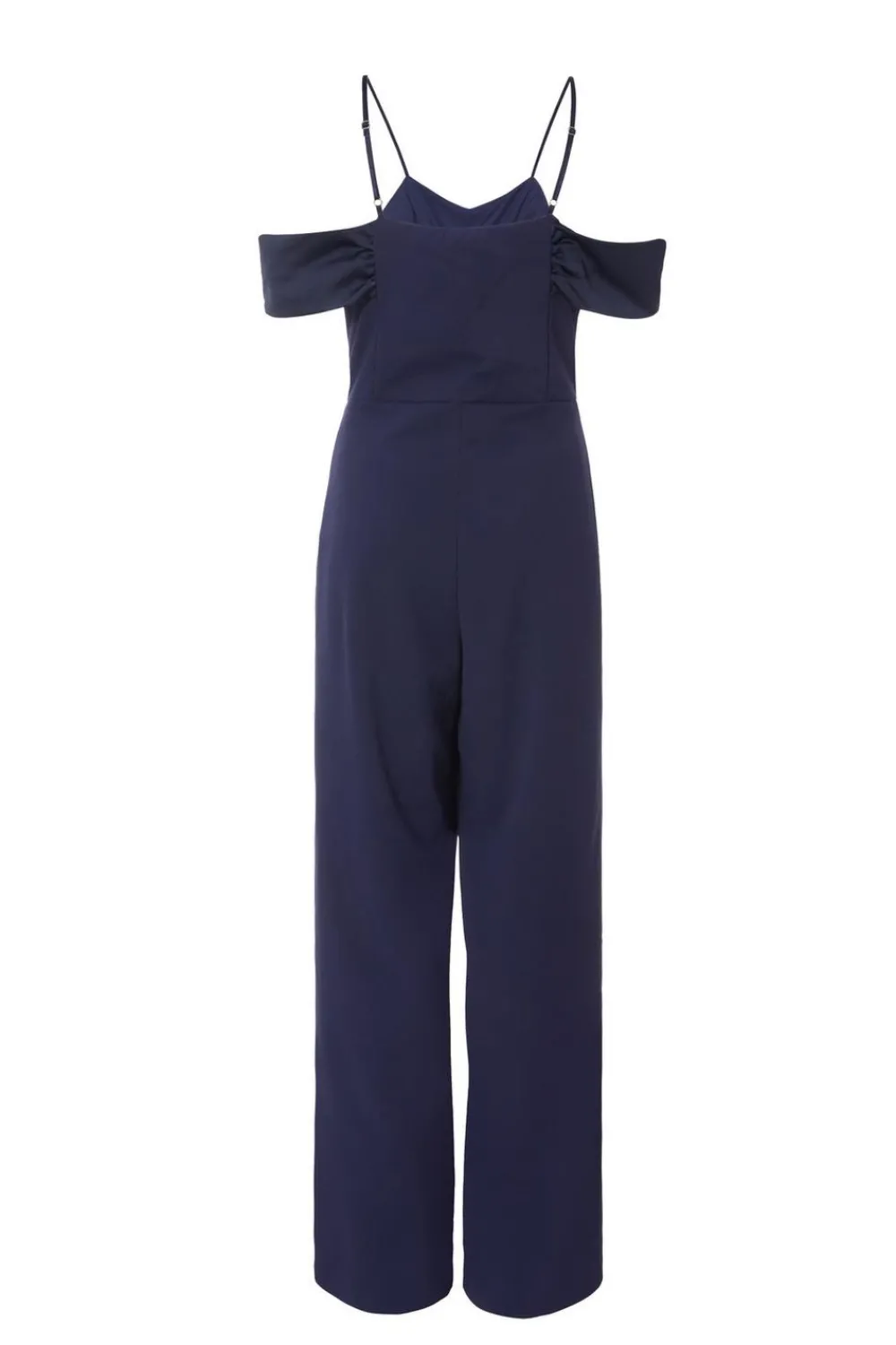 Quiz Summer Jumpsuits|Occasion Jumpsuits>Navy Satin Cold Shoulder Jumpsuit