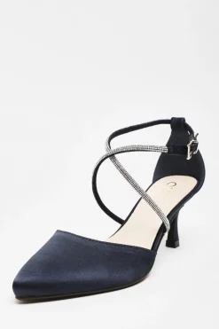 Quiz Shoe & Bag Sets|Occasion Shoes>Satin Cross Strap Court Heels