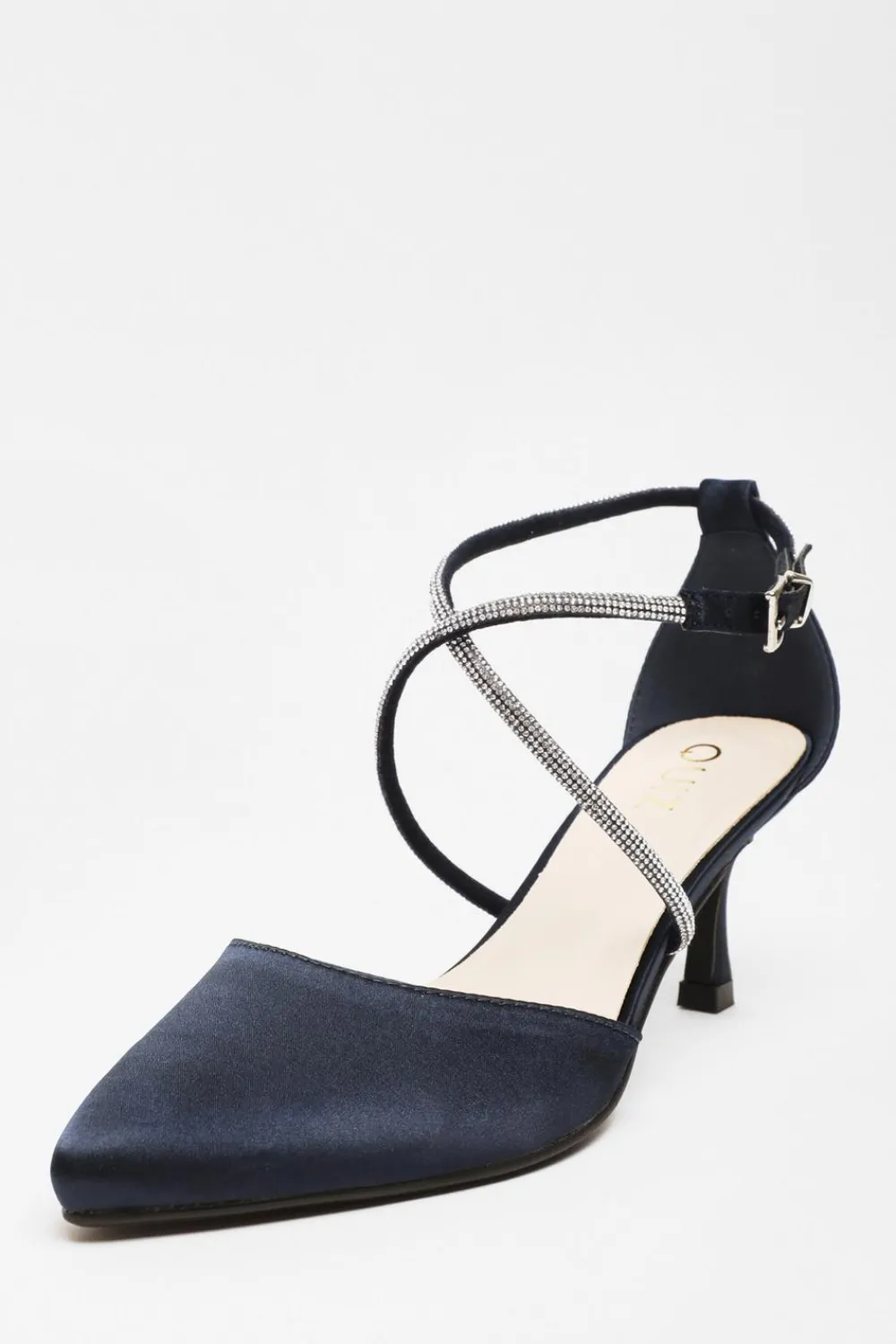 Quiz Shoe & Bag Sets|Occasion Shoes>Satin Cross Strap Court Heels