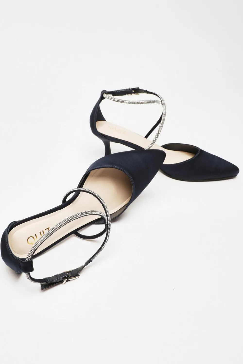 Quiz Shoe & Bag Sets|Occasion Shoes>Satin Cross Strap Court Heels
