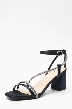Quiz Shoe & Bag Sets|Occasion Shoes>Satin Diamante Block Heeled Sandals